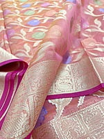 Peachy pink Floral Saree