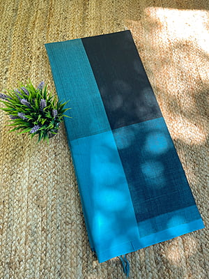 Black and Blue Big Border Mangalgiri Saree