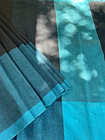 Black and Blue Big Border Mangalgiri Saree Black and Blue Big Border Mangalgiri Saree