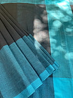 Black and Blue Big Border Mangalgiri Saree Black and Blue Big Border Mangalgiri Saree