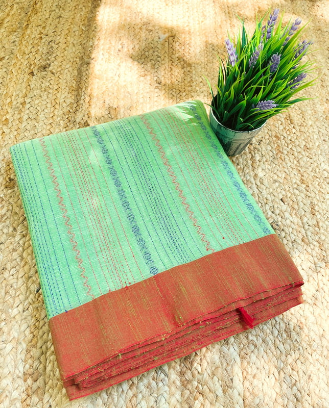 Light Green Phulia Cotton Saree Light Green Phulia Cotton Saree