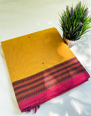Mango Yellow Handloom Cotton Saree