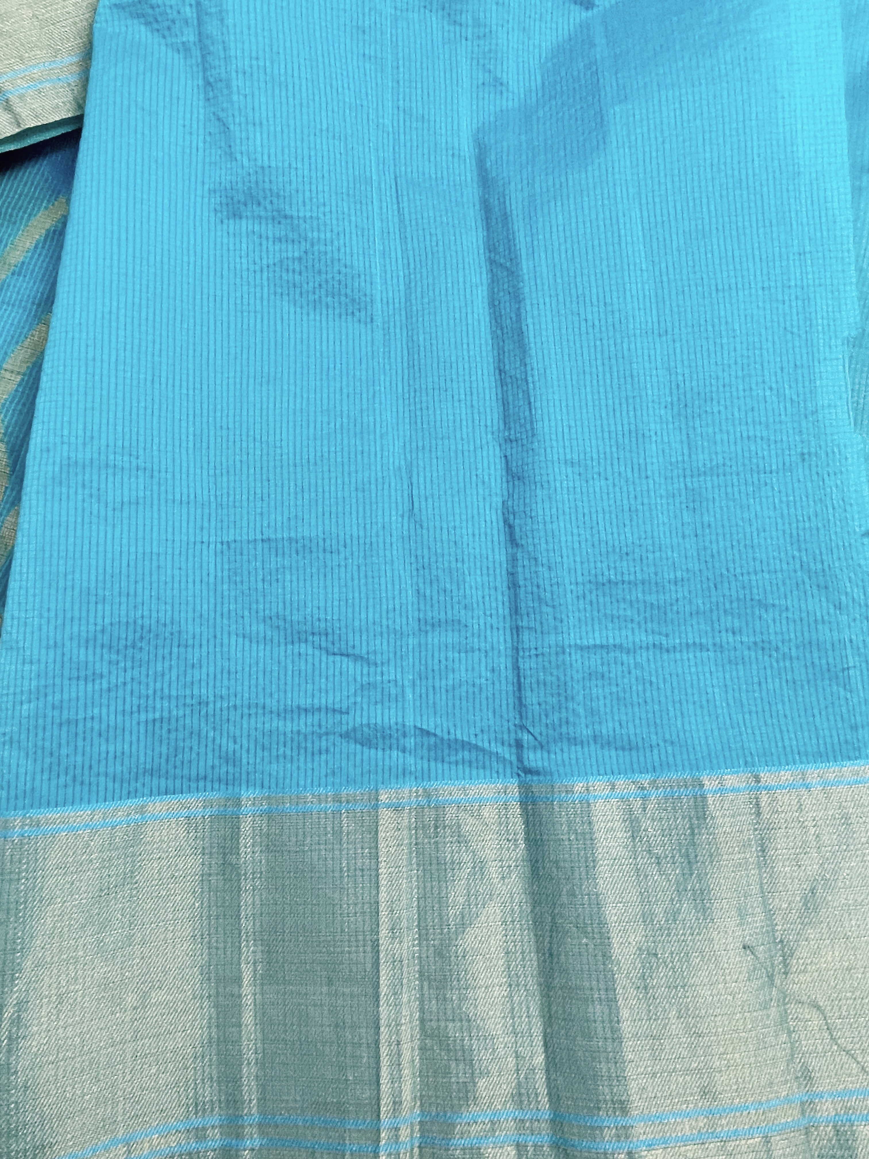Blue superset saree with floral woven motifs Blue superset saree with floral woven motifs