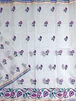White Supernet saree with embroidery