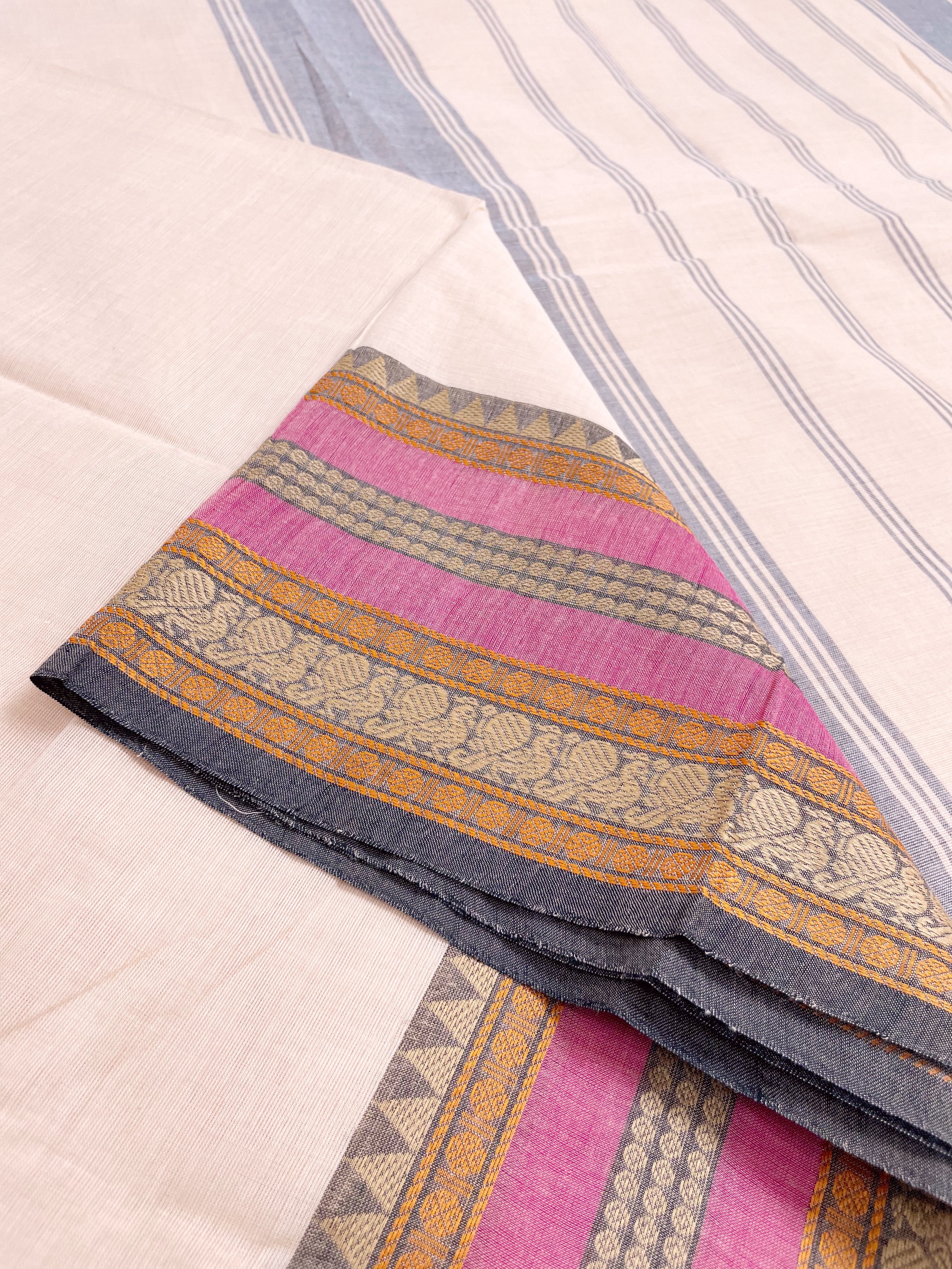 Blush Cream Kanchi Cotton Saree
