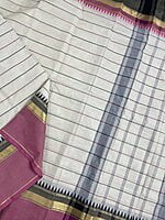 Pale Ivory Striped Kanchi Cotton Saree Pale Ivory Striped Kanchi Cotton Saree