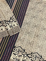 Beige and Black Patli Pallu Khesh Saree