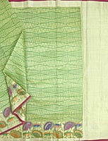 Green Printed Saree with Thread Work Border