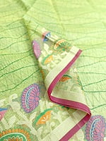 Green Printed Saree with Thread Work Border
