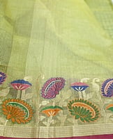 Green Printed Saree with Thread Work Border