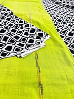 Neon Green and Black Patli Pallu Khesh Saree