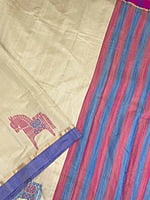 Beige Kora Cotton Saree
