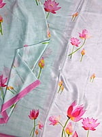 Light Blue Art Crepe Saree
