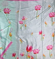 Light Blue Art Crepe Saree