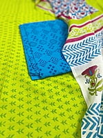 Bright Green Hand Block Printed Salwar Suit