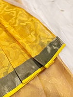 Yellow and White Supernet Saree