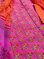 Printed Salwar Suit with Contrast Orange Bottom