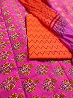 Printed Salwar Suit with Contrast Orange Bottom