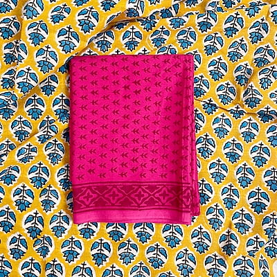 Magenta Hand Block Printed Salwar Suit