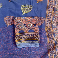 Blue Printed Chanderi Salwar Suit