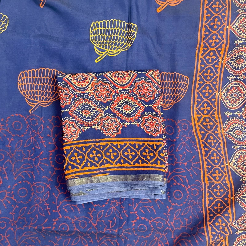 Blue Printed Chanderi Salwar Suit
