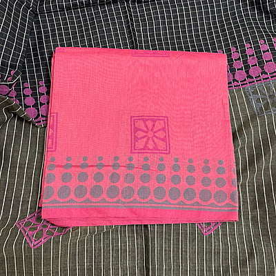 Hand Block Printed Pink Chanderi Salwar Suit