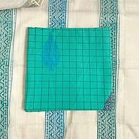 Greenish Blue Checked Cotton Suit Set