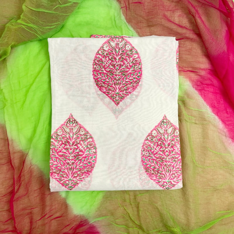 White Printed Chanderi Kurta