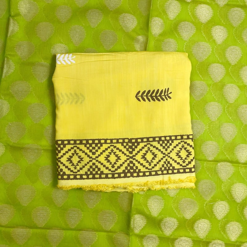 Yellow Spun Silk Suit Set