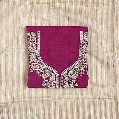 Magenta Jute Cotton Suit Set