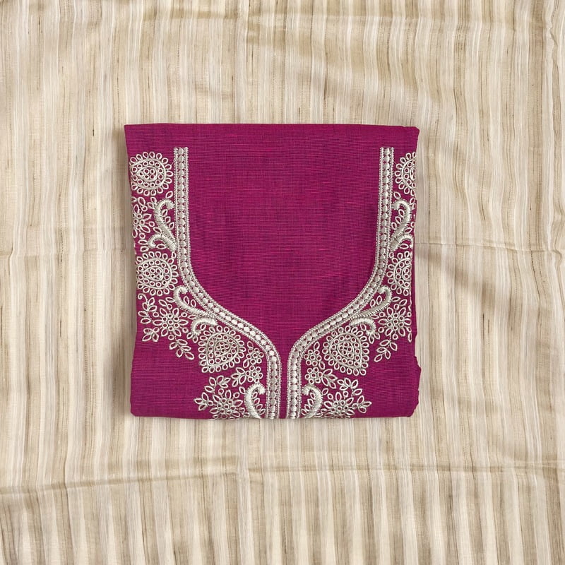 Magenta Jute Cotton Suit Set
