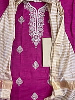 Magenta Jute Cotton Suit Set