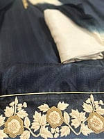 Black Raw Silk with Hand Embroidery