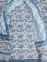 White with Blue Floral Prints Suit Set