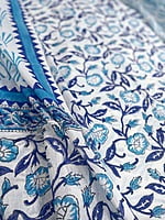 White with Blue Floral Prints Suit Set