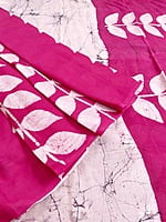 Pink and Off-White Mul Cotton Batik Saree