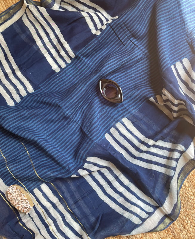Indigo Striped Dupatta