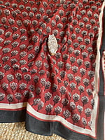 Red and Black Hand Block Printed Dupatta