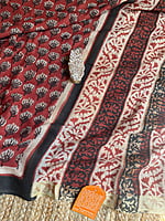 Red and Black Hand Block Printed Dupatta