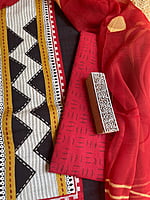 Black Cotton Suit With Block Printed Yoke Black Cotton Suit With Block Printed Yoke