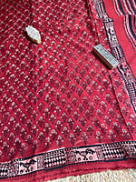 Red Modal Voile Saree with Ajrakh Prints Red Modal Voile Saree with Ajrakh Prints