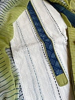 White with Blue and Green Dupatta