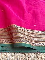 Deep Pink Saree with Colourful Woven Pallu