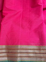 Deep Pink Saree with Colourful Woven Pallu
