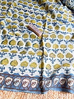 Blue and Off-White Assam Silk Cotton with Ajrakh