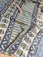 Blue and Off-White Shaded Modal Voile with Ajrakh Prints
