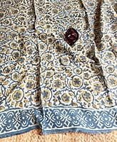 Blue and Off-White Shaded Modal Voile with Ajrakh Prints