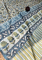 Blue and Off-White Shaded Modal Voile with Ajrakh Prints