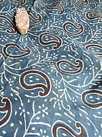 Blue and Off-White Shaded Modal Voile with Ajrakh Prints