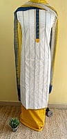 White with Blue and Yellow Dupatta